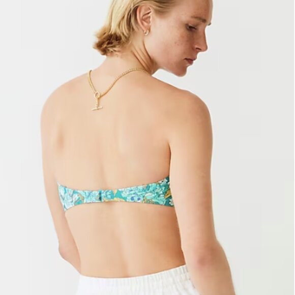 J.Crew Ruched bandeau bikini top in aqua blooms M - Picture 3 of 10
